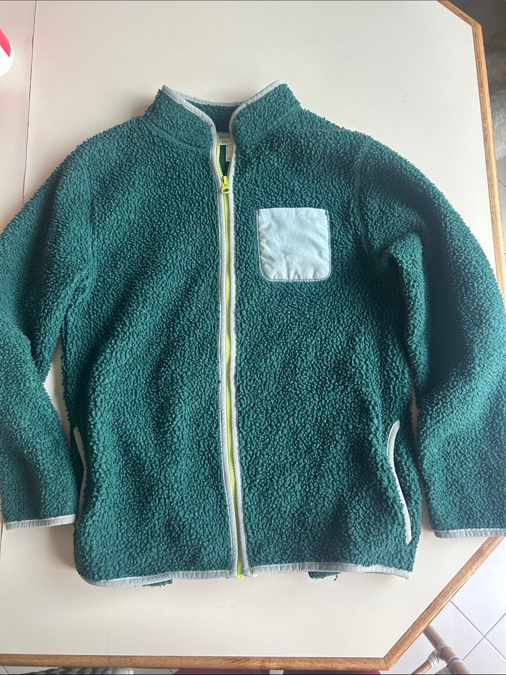 Cat & Jack Teal Sherpa Zip Jacket with Light grey Pocket